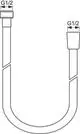 Brauseschlauch von Ideal Standard mit zwei G1/2-Anschlüssen, gewellt und gebogen, geeignet für die Installation in Duschsystemen.